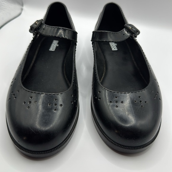 Mini Melissa Black Mary Jane Stacked Shoes Size 4 - Picture 2 of 8